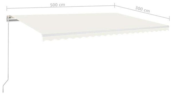 Tenda na ručno uvlačenje s LED svjetlima 500x300 cm krem - Krema / 500 x 300 cm