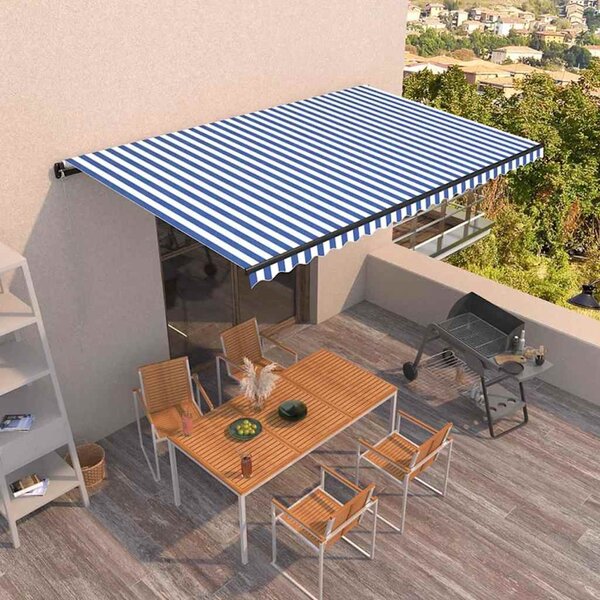 Tenda na ručno uvlačenje 500 x 350 cm plavo-bijela - Plava / 500 x 350 cm