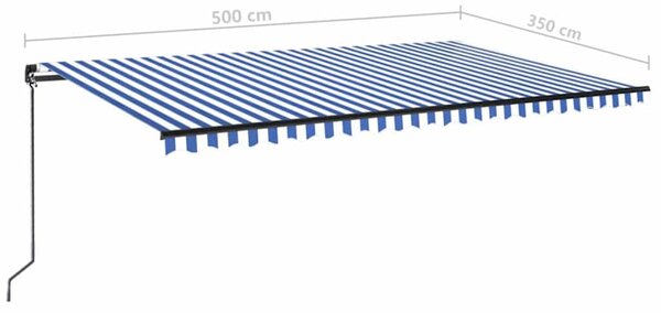 Tenda na ručno uvlačenje 500 x 350 cm plavo-bijela - Plava / 500 x 350 cm