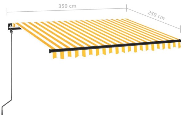 Tenda na ručno uvlačenje s LED svjetlom 350x250 cm žuto-bijela - Žuta / 350 x 250 cm