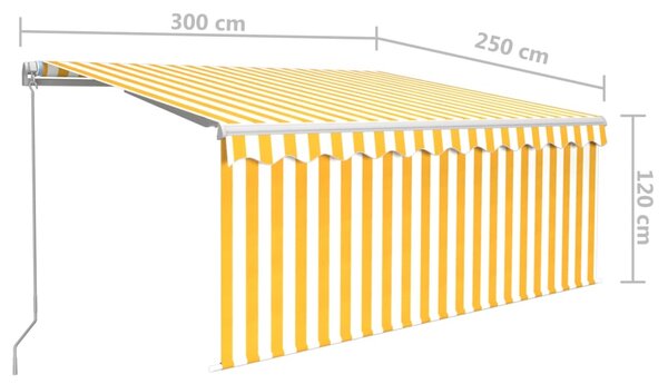 Tenda na ručno uvlačenje s roletom 3 x 2,5 m žuto-bijela - Žuta / 3 x 2.5 m