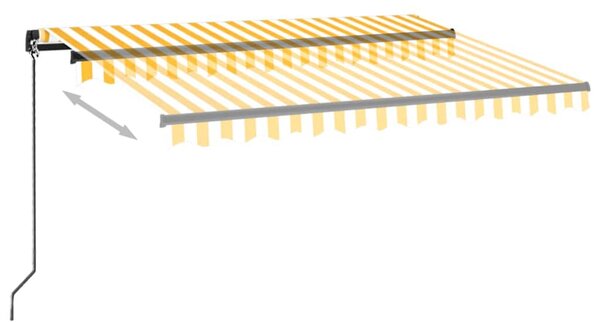 Tenda na ručno uvlačenje s LED svjetlom 350x250 cm žuto-bijela - Žuta / 350 x 250 cm