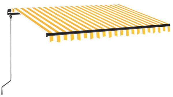 Tenda na ručno uvlačenje s LED svjetlom 350x250 cm žuto-bijela - Žuta / 350 x 250 cm
