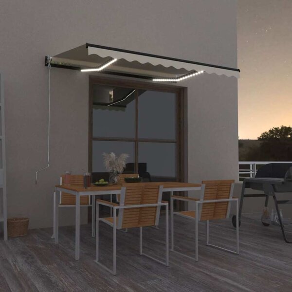 Tenda na ručno uvlačenje s LED svjetlom 350x250 cm žuto-bijela - Žuta / 350 x 250 cm