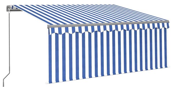 Tenda na ručno uvlačenje s roletom LED 3 x 2,5 m plavo-bijela - Plava / 3 x 2.5 m