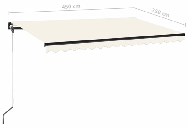 Tenda na ručno uvlačenje s LED svjetlima 450 x 350 cm krem - Krema / 450 x 350 cm