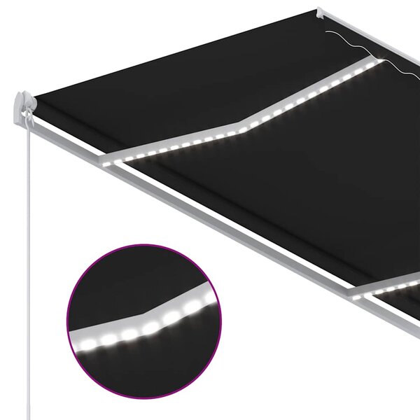 Tenda na ručno uvlačenje s LED svjetlima 300 x 250 cm antracit - Antracitno siva / 300 x 250 cm