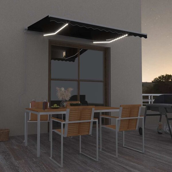 Tenda na ručno uvlačenje s LED svjetlima 300 x 250 cm antracit - Antracitno siva / 300 x 250 cm