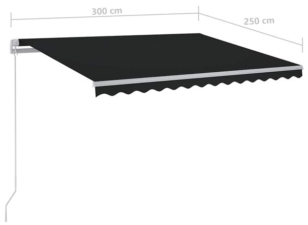 Tenda na ručno uvlačenje s LED svjetlima 300 x 250 cm antracit - Antracitno siva / 300 x 250 cm