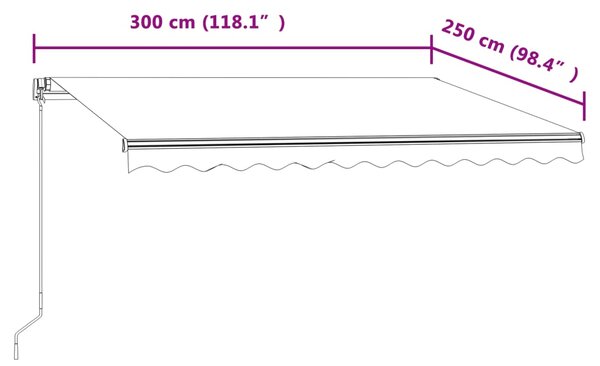 Tenda na automatsko uvlačenje 300 x 250 cm narančasto-smeđa - Šarena / 300 x 250 cm