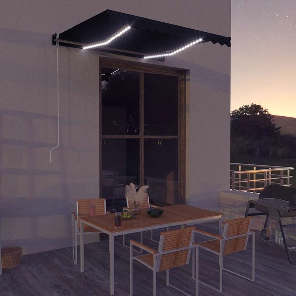 Tenda na ručno uvlačenje s LED svjetlima 300 x 250 cm antracit - Antracitno siva / 300 x 250 cm