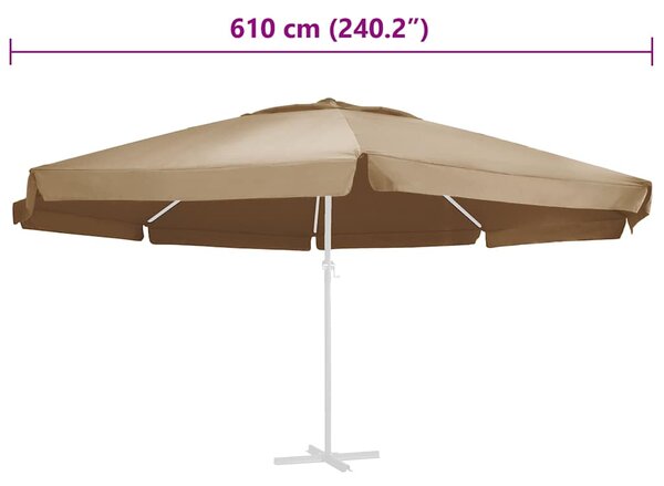 Zamjenska tkanina za vrtni suncobran smeđe-siva 610 cm - Sivo-smeđa / Φ 610 cm