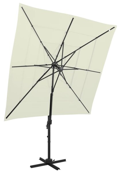 Vrtni suncobran s 4 razine i stupom 250 x 250 cm boja pijeska - Bež / N/A