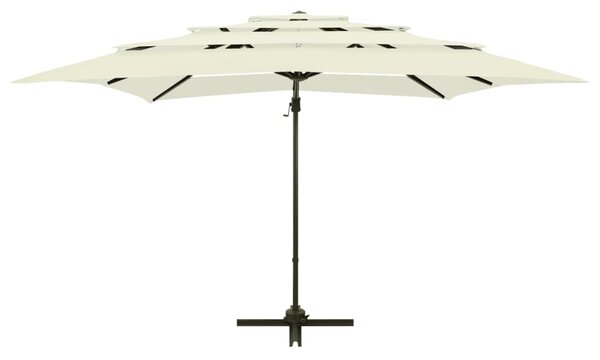 Vrtni suncobran s 4 razine i stupom 250 x 250 cm boja pijeska - Bež / N/A