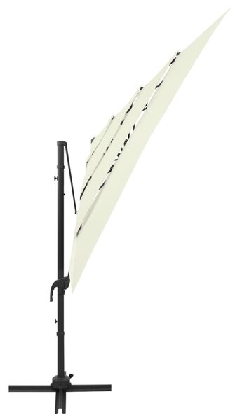 Vrtni suncobran s 4 razine i stupom 250 x 250 cm boja pijeska - Bež / N/A