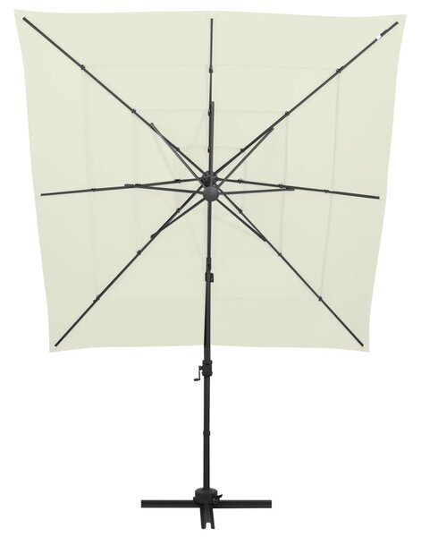 Vrtni suncobran s 4 razine i stupom 250 x 250 cm boja pijeska - Bež / N/A