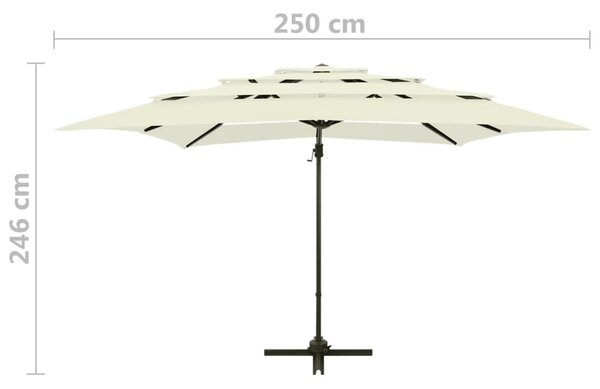 Vrtni suncobran s 4 razine i stupom 250 x 250 cm boja pijeska - Bež / N/A