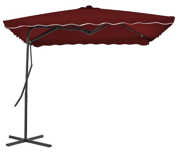 Vrtni suncobran s čeličnim stupom 250 x 250 x 230 cm bordo - Crvena / N/A