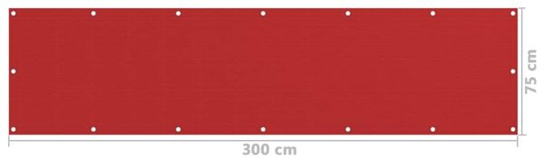 Balkonski zastor crveni 75 x 300 cm HDPE - Crvena / 75 x 300 cm