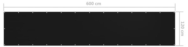Balkonski zastor crni 120 x 600 cm od tkanine Oxford - Crna / 120 x 600 cm