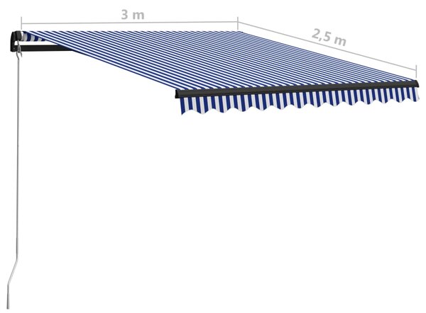 Tenda na ručno uvlačenje 300 x 250 cm plavo-bijela - Plava / 300 x 250 cm