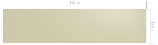 Balkonski zastor krem 120 x 500 cm od tkanine Oxford - Krema / 120 x 500 cm