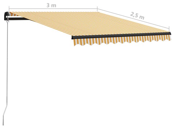 Tenda na ručno uvlačenje 300 x 250 cm žuto-bijela - Žuta / 300 x 250 cm