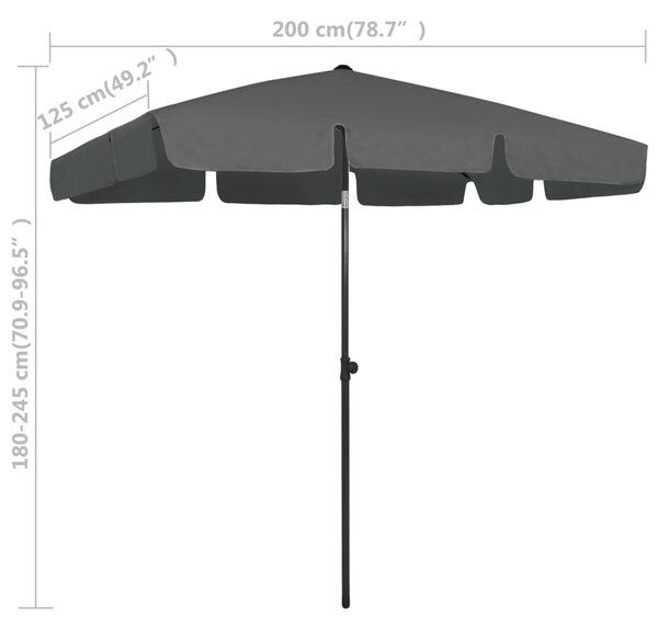 Suncobran za plažu antracit 200 x 125 cm - Antracitno siva / 200 x 125 cm
