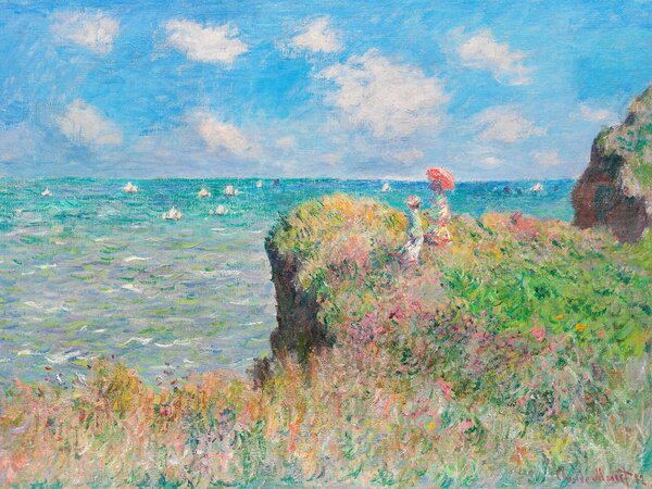 Reprodukcija umjetnosti Cliff Walk at Pourville - Claude Monet, (40 x 30 cm)