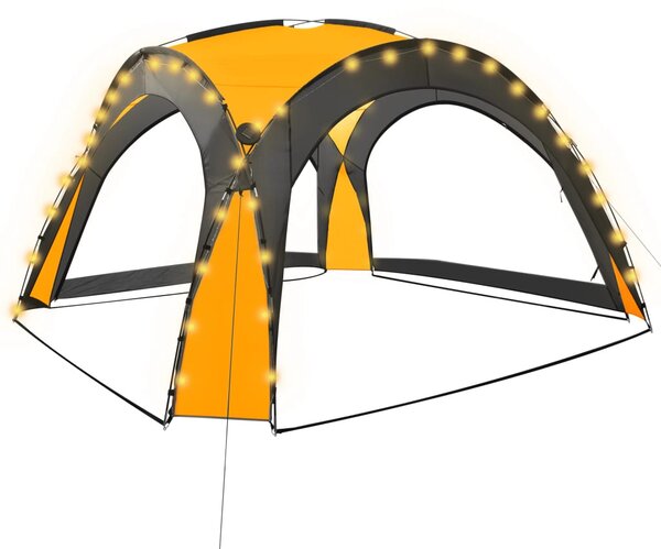 Šator za zabave LED s 4 bočna zida 3,6 x 3,6 x 2,3 m žuti - Žuta / N/A