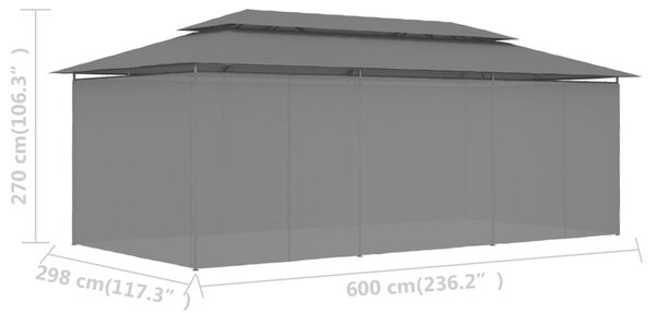 Sjenica sa zastorima 600 x 298 x 270 cm antracit - Antracitno siva / N/A