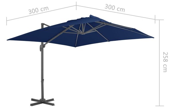Konzolni vrtni suncobran s aluminijskim stupom 3 x 3 m azurni - Plava / 300 x 300 cm