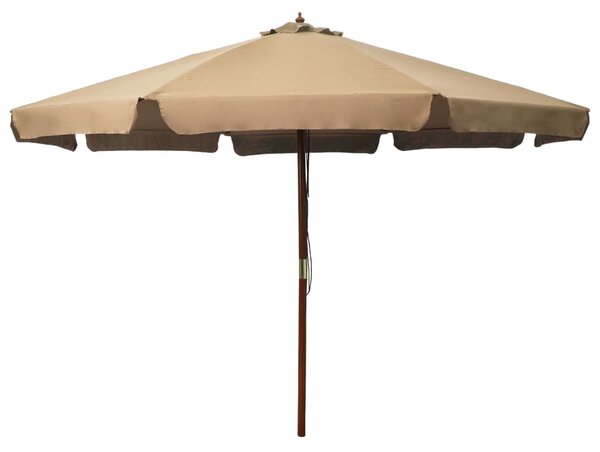 Vrtni suncobran s drvenom šipkom 330 cm sivo-smeđi - Tupe / N/A