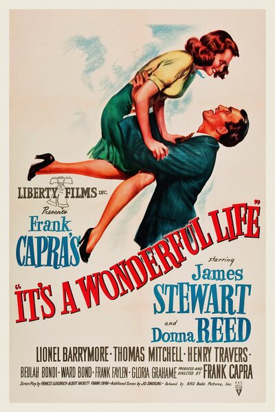Reprodukcija umjetnosti It's a Wonderful Life (Vintage Cinema / Retro Movie Theatre Poster / Iconic Film Advert), (26.7 x 40 cm)
