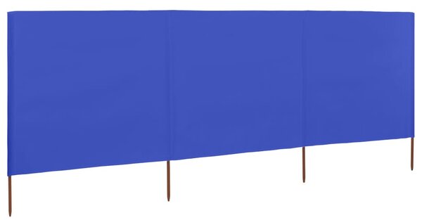 Vjetrobran s 3 panela od tkanine 400 x 80 cm azurno plavi - Plava / 400 x 80 cm