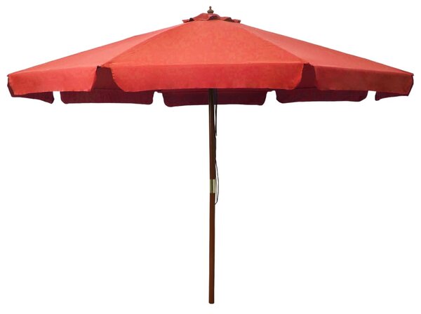 Vrtni suncobran s drvenom šipkom 330 cm boja cigle - Smeđa / N/A