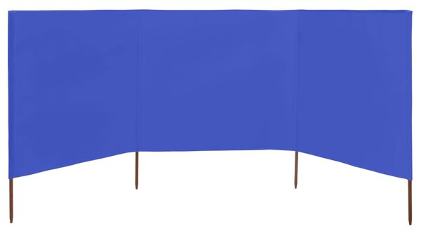 Vjetrobran s 3 panela od tkanine 400 x 80 cm azurno plavi - Plava / 400 x 80 cm