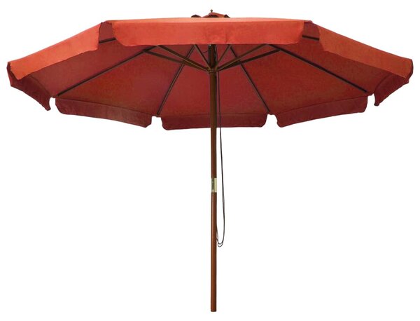 Vrtni suncobran s drvenom šipkom 330 cm boja cigle - Smeđa / N/A