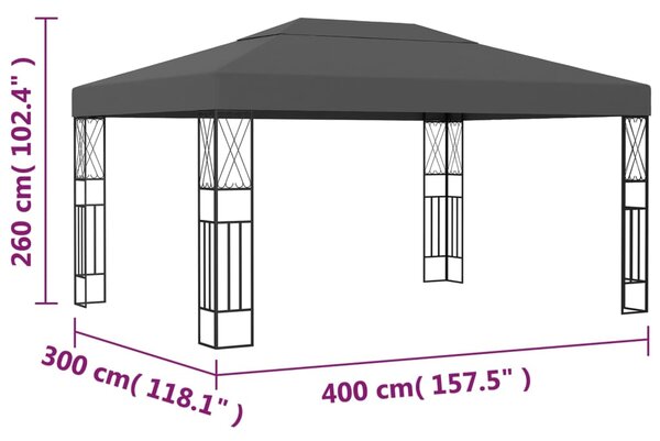 Sjenica od tkanine 3 x 4 m antracit - Antracitno siva / 3 x 4 m