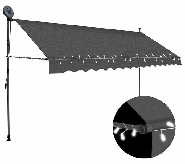Tenda na ručno uvlačenje s LED svjetlima 350 cm antracit - Antracitno siva / N/A