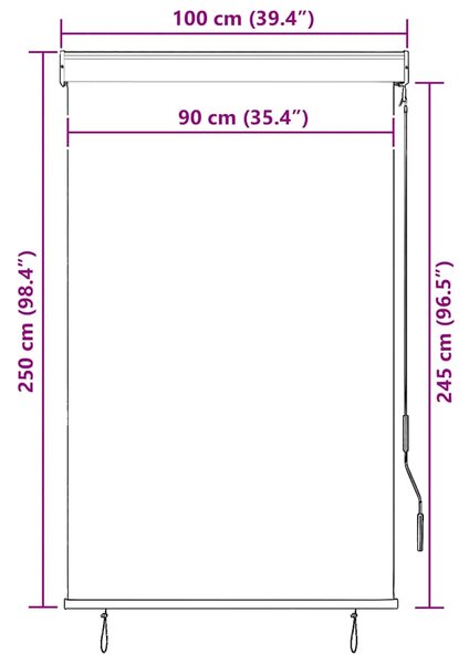 Vanjska roleta 100 x 250 cm bijelo-narančasta - Narančasta / 100 x 250 cm
