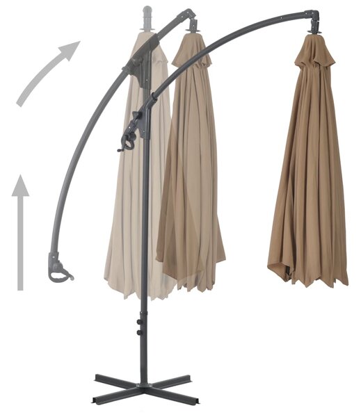 Konzolni vrtni suncobran s čeličnim stupom 300 cm smeđesivi - Tupe / N/A