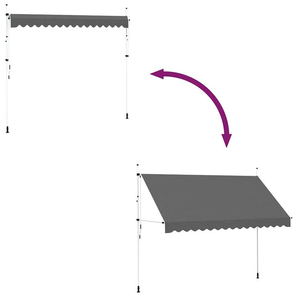 Tenda na ručno uvlačenje 350 cm antracit - Antracitno siva / N/A