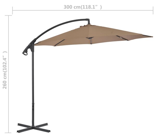 Konzolni vrtni suncobran s čeličnim stupom 300 cm smeđesivi - Tupe / N/A