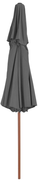 Dvoslojni suncobran s drvenim stupom 270 cm antracit - Antracitno siva / N/A