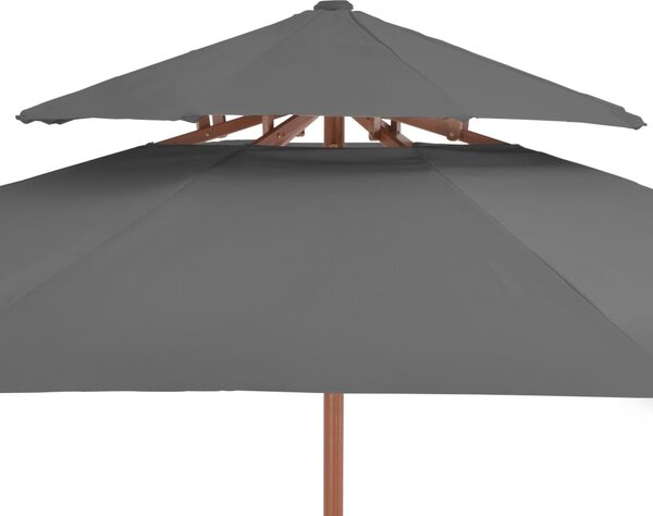 Dvoslojni suncobran s drvenim stupom 270 cm antracit - Antracitno siva / N/A