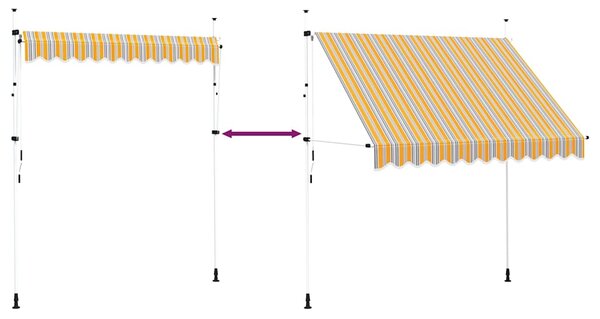 Tenda na ručno uvlačenje 250 cm žuto-plava prugasta - Šarena / N/A