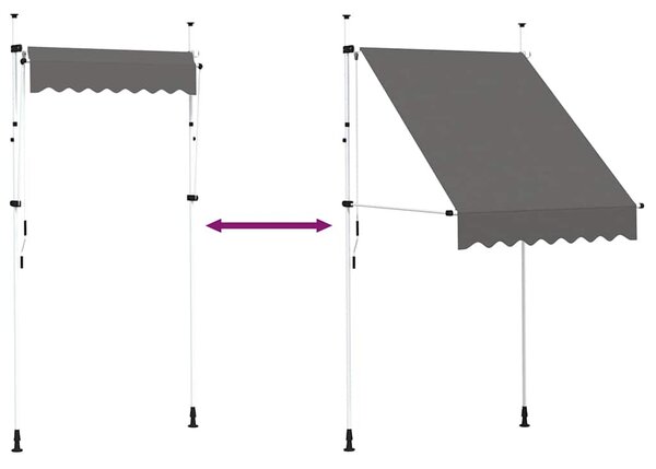 Tenda na ručno uvlačenje 150 cm antracit - Antracitno siva / N/A