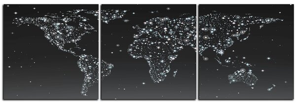 Slika na platnu - Svjetleća karta svijeta - panorama 5213QB (150x50 cm)