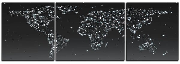 Slika na platnu - Svjetleća karta svijeta - panorama 5213QC (90x30 cm)